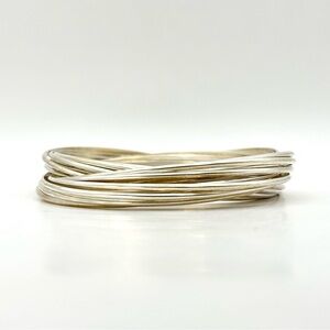 Silpada Retired B0640 “ 21 Salute” Sterling Silver Interlocking Bangle Bracelet